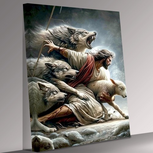Jesus protecting the lamb - protecting,