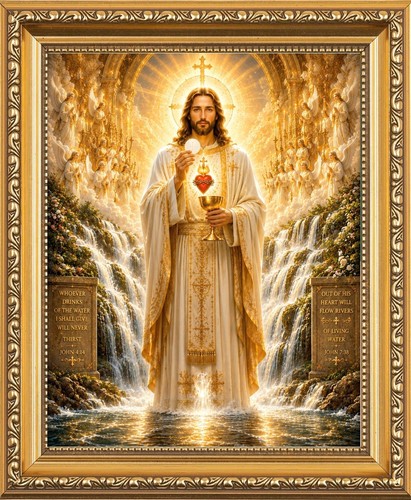 Jesus holding the eucharist - eucharist, &